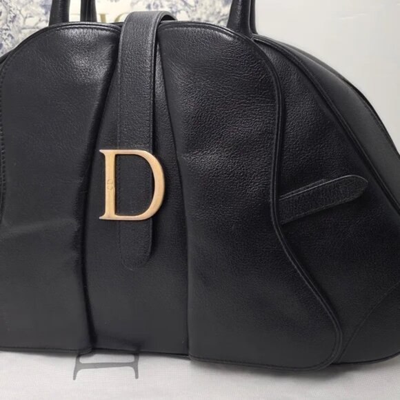 Dior Black Double Saddle Leather Bag - Picture 6 of 12